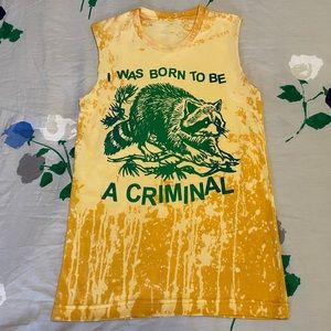 Small Tittybats unisex born to be a criminal cutoff muscle tee